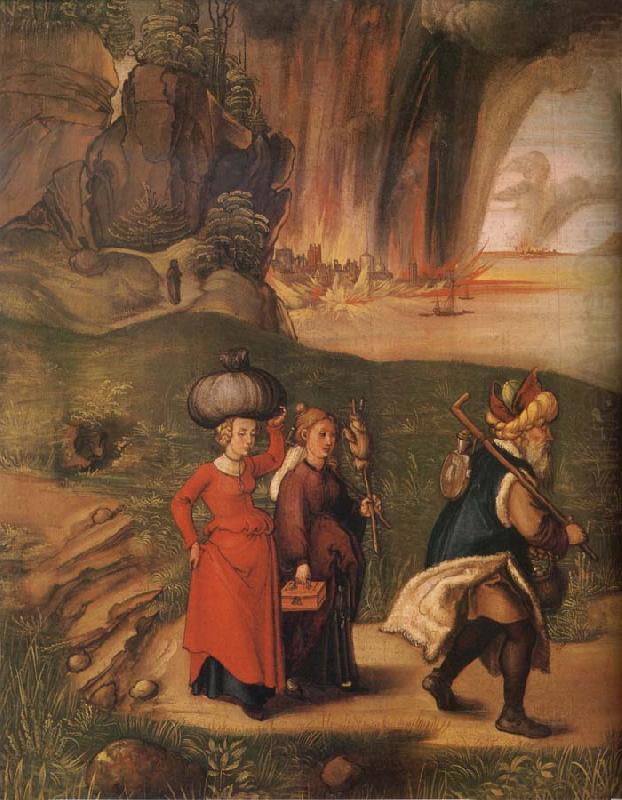 Albrecht Durer Lot flees with his family from sodom oil painting picture
